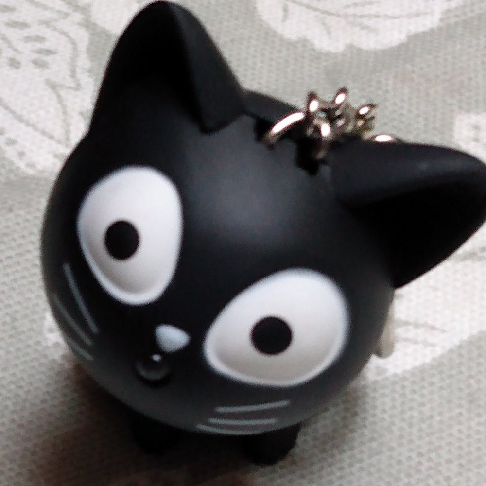 Black Cat Keychain w/flashlight